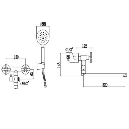 Смеситель для ванны Fmark FS8424H, черный, артикул FS8424H
