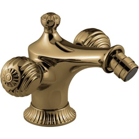 Смеситель The One с донным клапаном для биде. Металлические ручки, цвет бронза