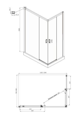 Душевой уголок Ambassador Queen Black 11011205L-PR1, прямоугольный, линейный трап, 120х80, артикул 11011205L-PR1