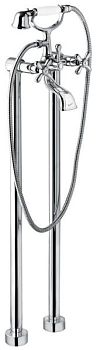 Emmevi Deco Classic, двухвентильный напольный смеситель для ванны (излив 12 см), с набором для душа, цвет хром