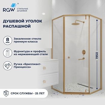 Душевой уголок RGW HO-088Gb (Прозрачное, 1000x1000)