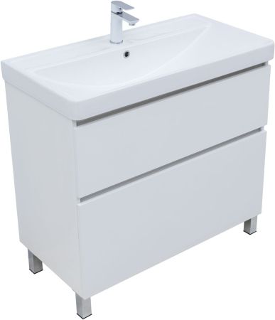 Тумба под раковину Aquanet Вега 90 напольная, белый глянец