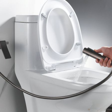 Гигиенический душ со смесителем Shevanik S6105T-1, оружейная сталь