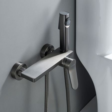 Гигиенический душ со смесителем Shevanik S4305T-1, оружейная сталь