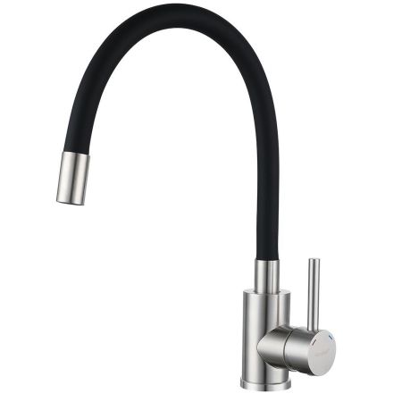 Смеситель для кухни с гибким изливом GranFest 5433, черный