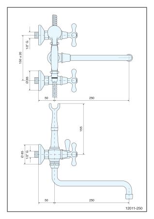 Смеситель Deco Classic с длинным изливом (25см) и ручным душем для ванной, цвет хром