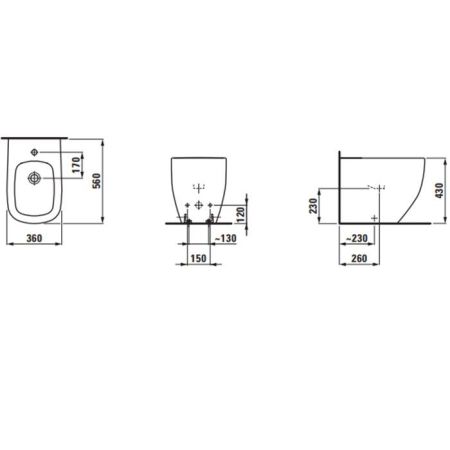 Laufen Palomba Биде напольное  560x360x430мм с 1 отв. под смеситель, цвет: белый, артикул 8.3280.1.000.304.1