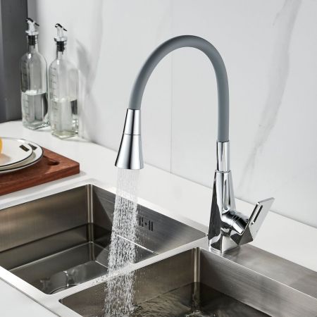 Смеситель для кухни с гибким изливом Raffine F313-9, хром