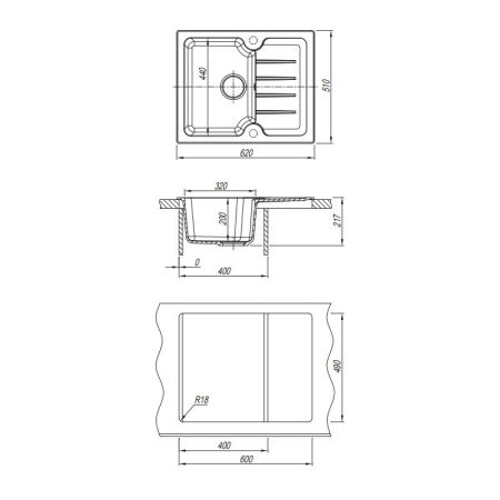 Кухонная мойка Dr. Gans ЛОРА 25.020.A0620.407, черный, артикул 25.020.A0620.407