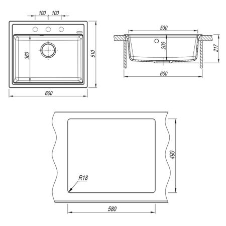 Кухонная мойка Florentina ЛИПСИ 20.120.D0600.201, жасмин, артикул 20.120.D0600.201