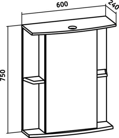 Зеркальный шкаф Runo правый Мадрид 60 (00000000036), артикул 00000000036