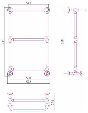 Полотенцесушитель водяной "Ренессанс 1386" 860х500 (Матовая Шампань) Полотенцесушитель водяной "Ренессанс 1386" 860х500 (Матовая Шампань)
