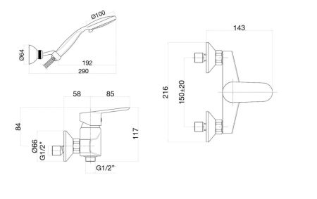 Смеситель для душа Fiore KEVON CHIC 81GX6510, хром/серый, артикул 81GX6510