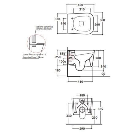 GLOBO Stone Унитаз подвесной Безободковый 45*37см, с системой скрытого крепежа, цвет белый, артикул STS07.BI