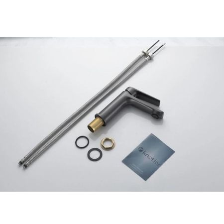 Cмеситель для раковины Knotlor KN-60/GM, оружейная сталь, артикул KN-60/GM