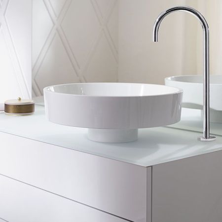 BURGBAD Crono Раковина накладная круглая 45х45х16 см, цвет белый, без отв под смеситель