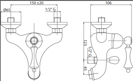 Смеситель для ванны и душа CEZARES  MARGOT-VM, артикул MARGOT-VM-BLC
