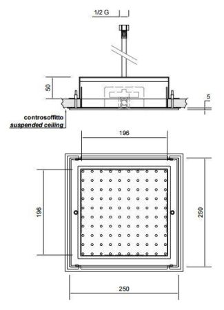 ANTONIO LUPI LAMATTONELLA Верхний душ 250х250х5 мм., встраиваемый в потолок, полированная нержавеющая сталь, артикул LMN1_A