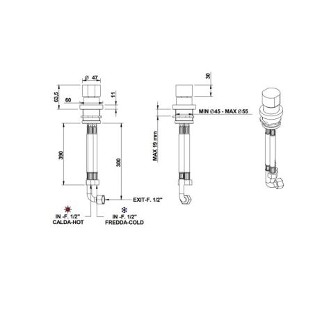 Bongio GIO3 Смеситель, устанавливаемый на столешниц , цвет: хром, артикул 81510CRCRPR