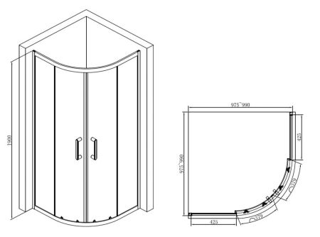 Душевой уголок ABBER Schwarzer Diamant AG01100B, артикул AG01100B