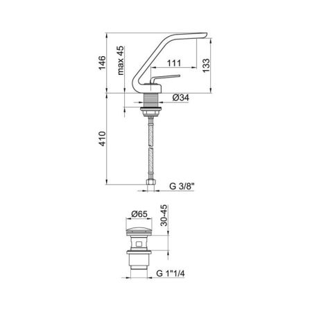 Смеситель для раковины Webert Wolo WO830102564, черный, артикул WO830102564