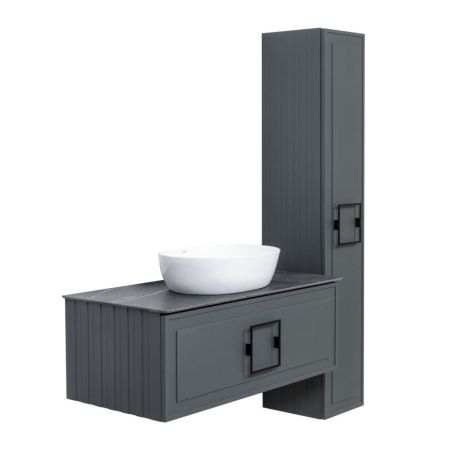 Тумба под раковину подвесная La Fenice Cubo FNC-01-CUB-G-100, серо-зеленая, артикул FNC-01-CUB-G-100