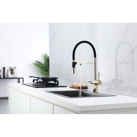 Смеситель для кухни Paulmark Magneto Ma213118-G Золото Черный