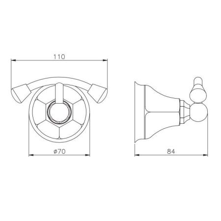 Nicolazzi Teide Chic Крючок двойной, цвет: хром, артикул 1481CR15C