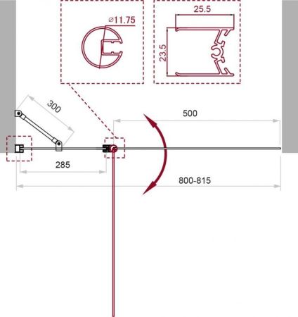 ДУШЕВАЯ ШТОРКА НА ВАННУ BELBAGNO UNO-V-11, артикул UNO-V-11-100/150-C-NERO