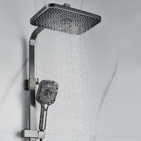 Душевая система Shevanik S7036T, оружейная сталь