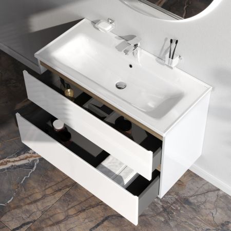 M85AFHX1002WG X-Joy, База под раковину, подвесная, 100 см, 2 ящика, белый глянец, артикул M85AFHX1002WG