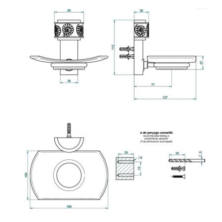 THG Island Мыльница стеклянная, подвесная, цвет Soft gold