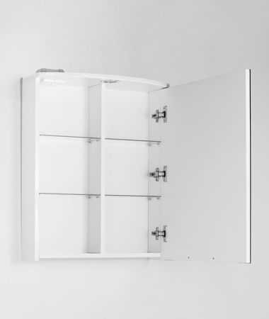 Зеркальный шкаф Style Line Жасмин 2 55 С Люкс с подсветкой Белый глянец, артикул ЛС-00000215
