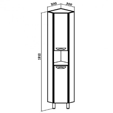 Шкаф пенал Runo 30 4620750021146 угловой Белый