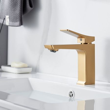 Смеситель для раковины Shevanik S4401G, золотой сатин, артикул S4401G