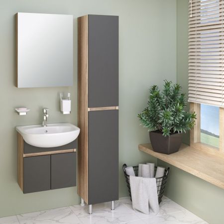 Тумба Runo Лада 50 подвесная графит под умывальник 00000000152 (Уют 50) (00-00001367), артикул 00-00001367