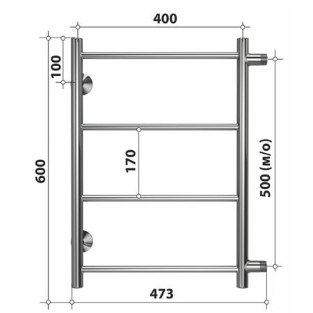 Полотенцесушитель водяной (боковое подключение) Stelmix 60x40 см, прямой, артикул 4670078543844