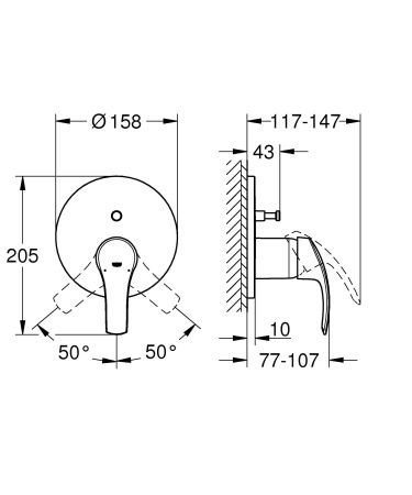 Смеситель для ванны GROHE Eurosmart New, хром (24043002), артикул 24043002