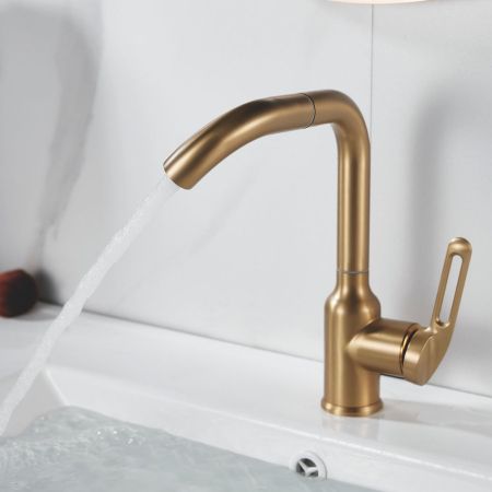 Смеситель для раковины Raffine F201G, золотой сатин