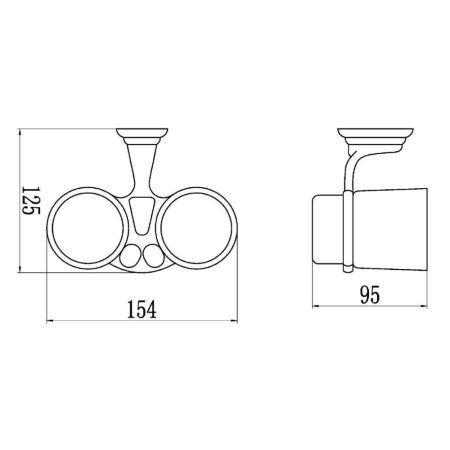 Стакан для ванной комнаты двойной Savol S-003168, хром, артикул S-003168