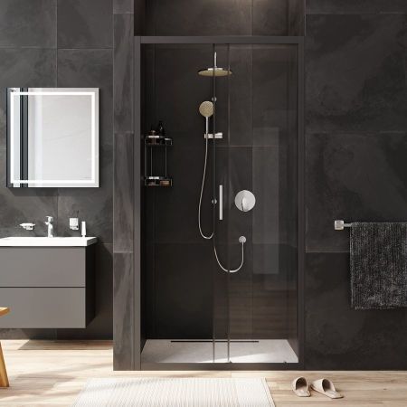 W90G-100-1-195BT Gem Solo Дверь душевая 100х195, стекло прозрачное, профиль черный матовый, артикул W90G-100-1-195BT