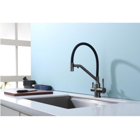 Смеситель для кухни с подключением фильтра Raglo R81.62.09, графит