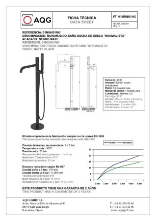 AQG Min, однорычажный напольный смеситель для ванны с дивертером, цвет черный матовый