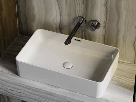 Умывальник чаша накладная прямоугольная со сливом переливом Элемент (Element) 605x385x140мм, артикул CN6065