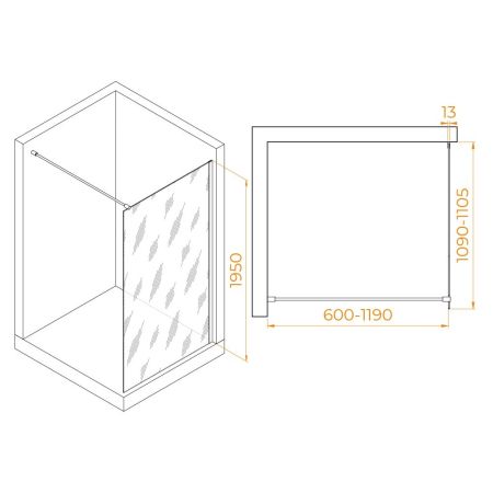 Душевая перегородка RGW WA-010G (Прозрачное, 1100), артикул 351001011-16