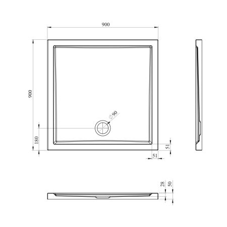 Акриловый душевой поддон Lavinia Boho One 37014900, квадратный, 90 х 90 см, артикул 37014900