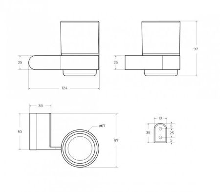 STYLUS-TUMS-01 Стакан подвесной, стекло, исполнение хром, артикул STYLUS-TUMS-01