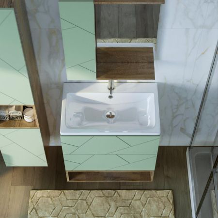 Комплект мебели для ванной Бриклаер КРИСТАЛЛ 70ZF, фисташковый/дуб гранж песочный, артикул КРИСТАЛЛ 70ZF