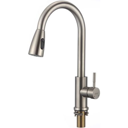 Смеситель для кухни с выдвижным изливом Savol S-002806L, сатин