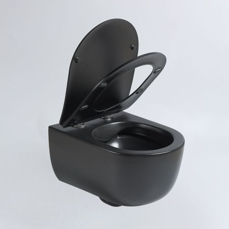 подвесные унитазы Vincea Унитаз подвесной Evo VT1-34SMB безободковый, цвет черный матовый, ультратонкое soft-close сиденье,, артикул VT1-34SMB
